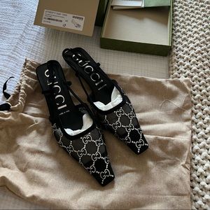 Gucci Aria Crystal Slingback Sandals